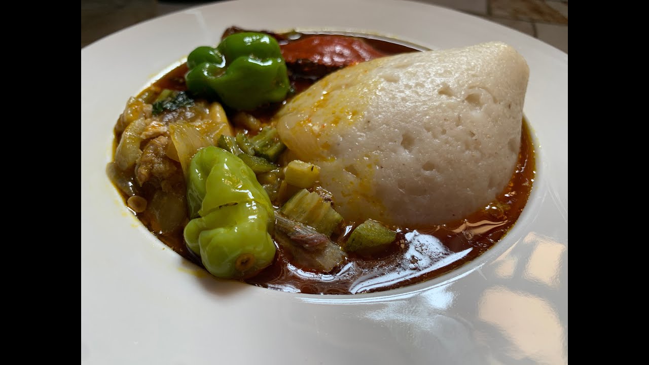Okro Stew the Ewe way with Banku