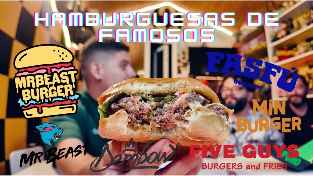 Probando HAMBURGUESAS de FAMOSOS - Maluma - El Mindo - Mr Beast - Fasfu de Luisito, Wurger 🍔