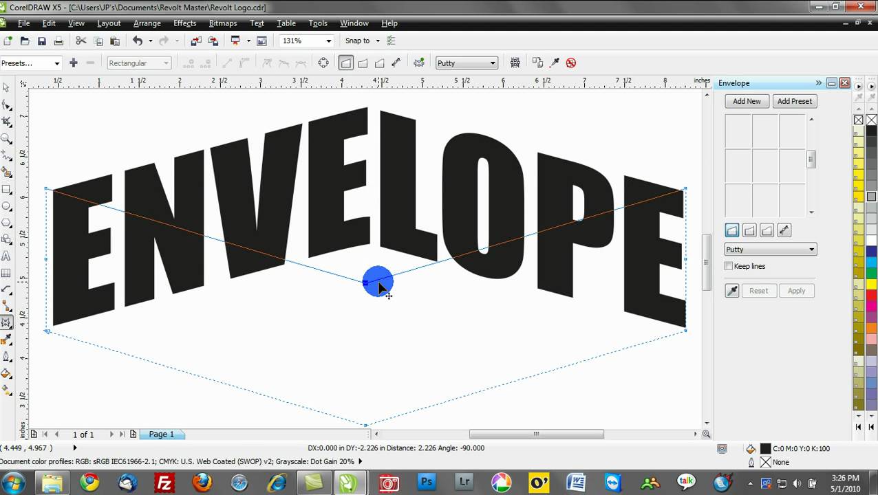 corel draw text effects training tutorials: envelopes