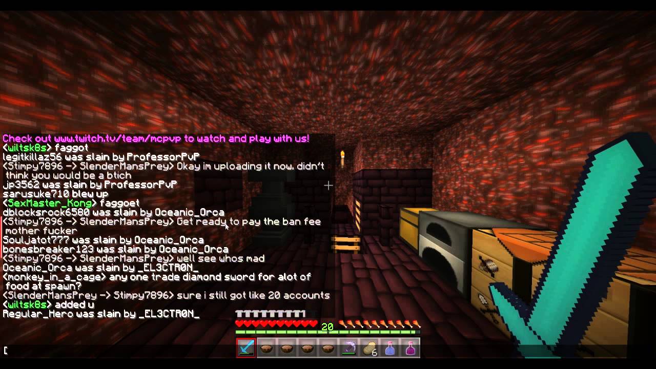 SlenderMansPrey Hacking and Talking Shit on mcpvp.com