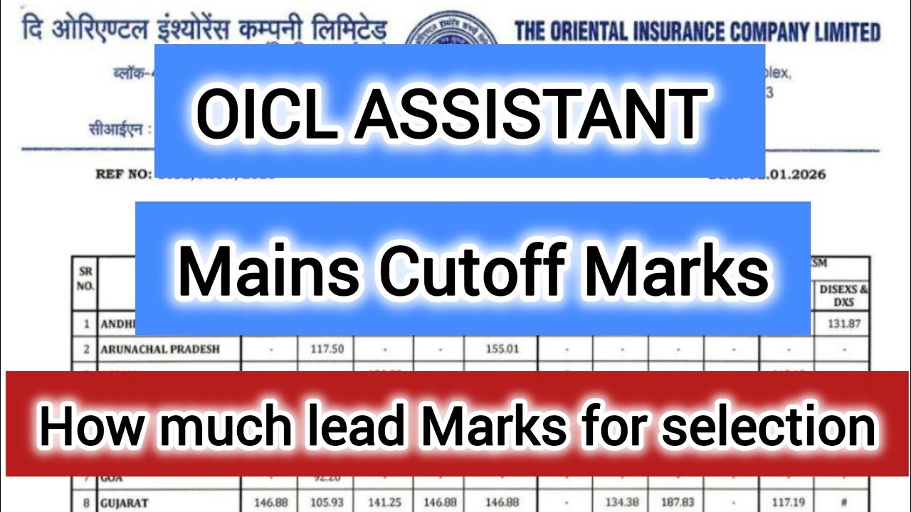 Final Selection lead Marks in OICL Assistant l 