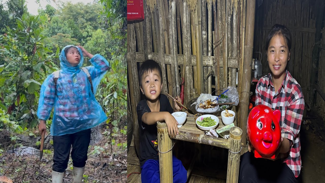 HEAVY RAIN AND LIGHTNING - the girl went into the forest to pick wild vegetables...