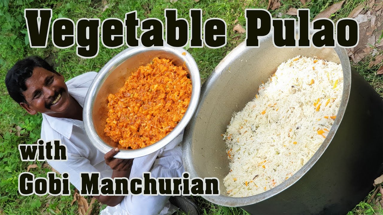 காய்கறி புலாவ் செய்முறை | Vegetable Pulao with Gobi Manchurian | வெஜிடபிள் புலாவ் | KIDS RECIPE
