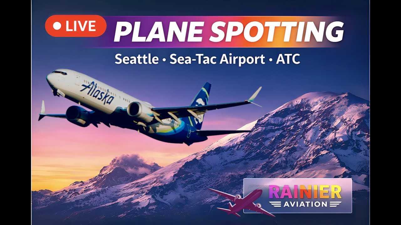 Rainier Aviation TV – LIVE Seattle Sea-Tac Plane Spotting ✈️ AI Cameras | Mount Rainier | 4K