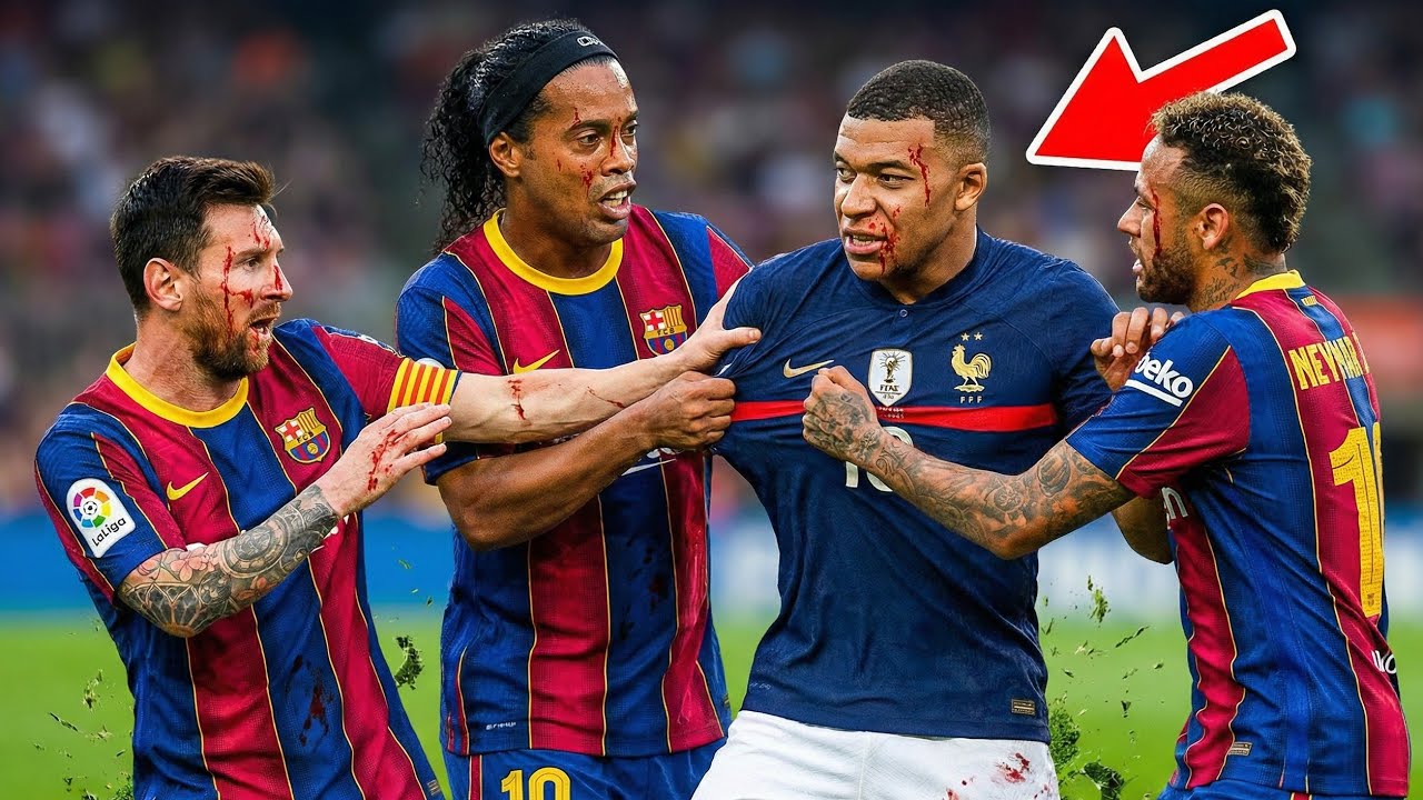 Messi Ronaldinho & Neymar vs Mbappe | Epic Fight