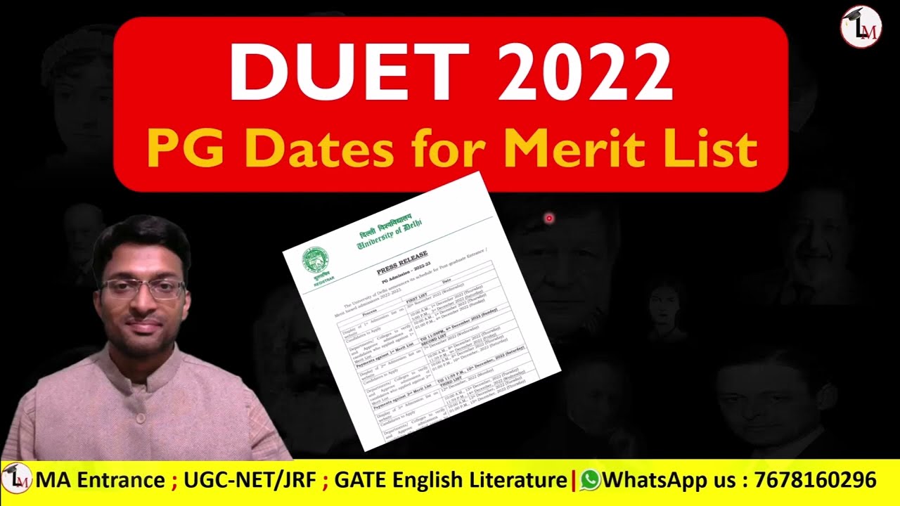 DUET PG 2022 Merit List Dates out | Delhi University Post Graduate Admissions 2022