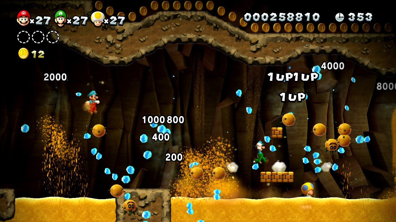 New Super Mario Bros. U -- Ground Pound Frozen Pokeys to Earn 1-Ups in Perilous Pokey Cave