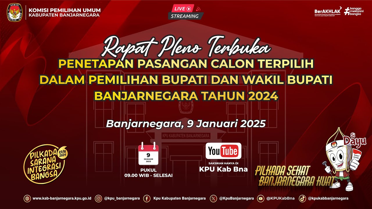 RAPAT PLENO TERBUKA PENETAPAN PASANGAN CALON TERPILIH PEMILIHAN BUPATI DAN WAKIL BUPATI BANJARNEGARA