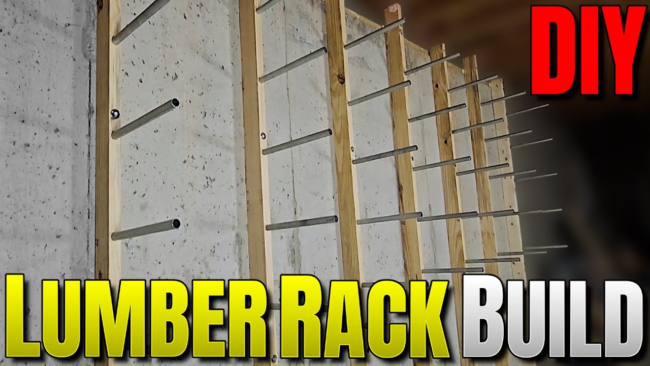 Heavy Duty Lumber Rack on a Concrete Wall (DIY 2x4 & Pipe Build)