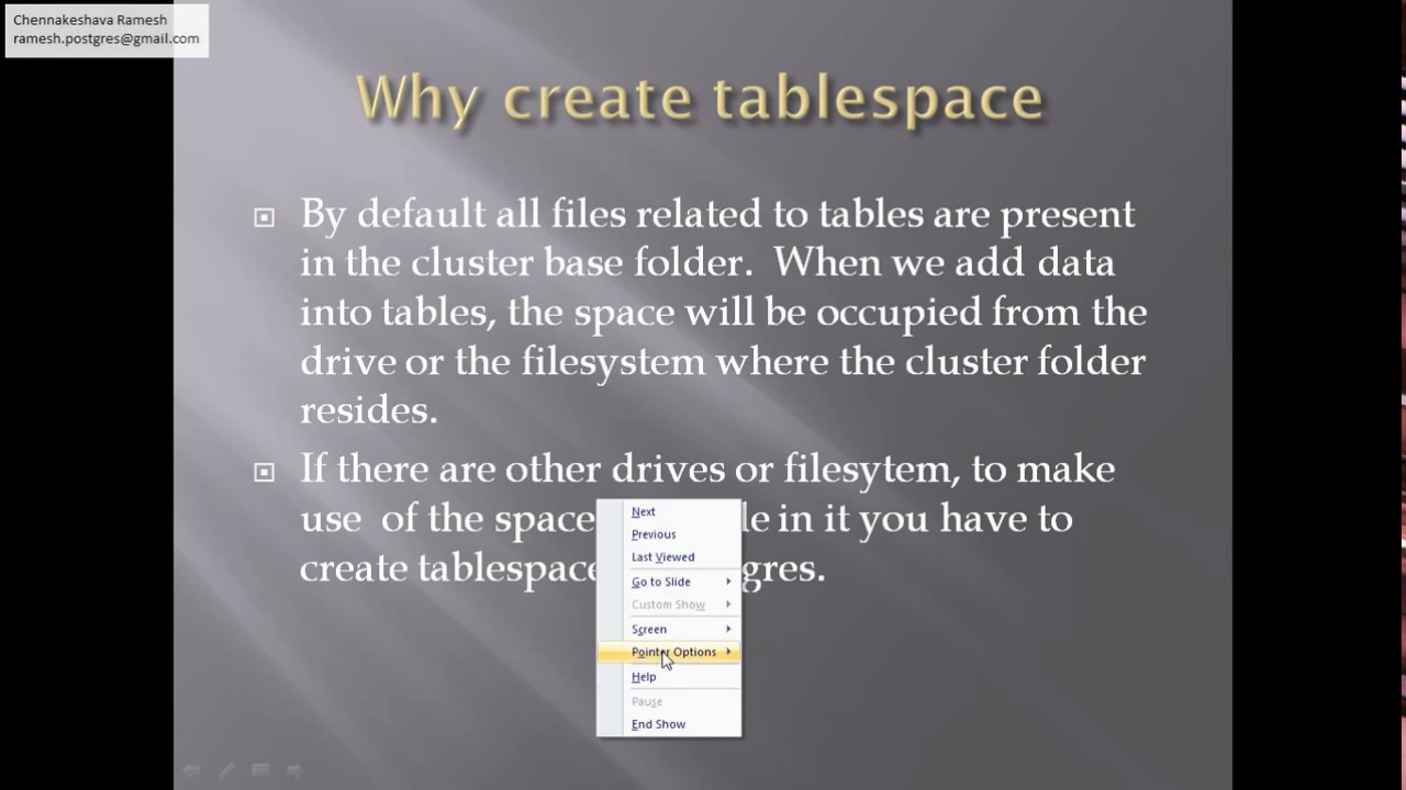tablespace concept in postgres