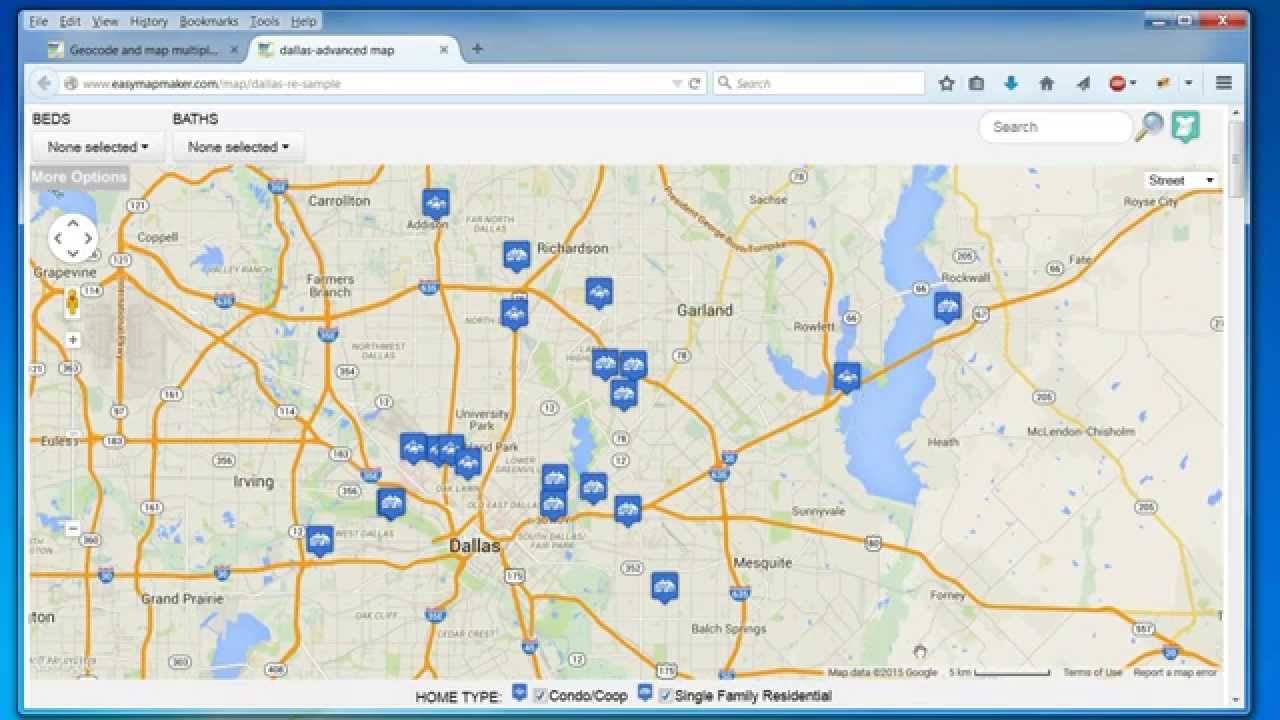 Customized maps with logo, pins, and filters