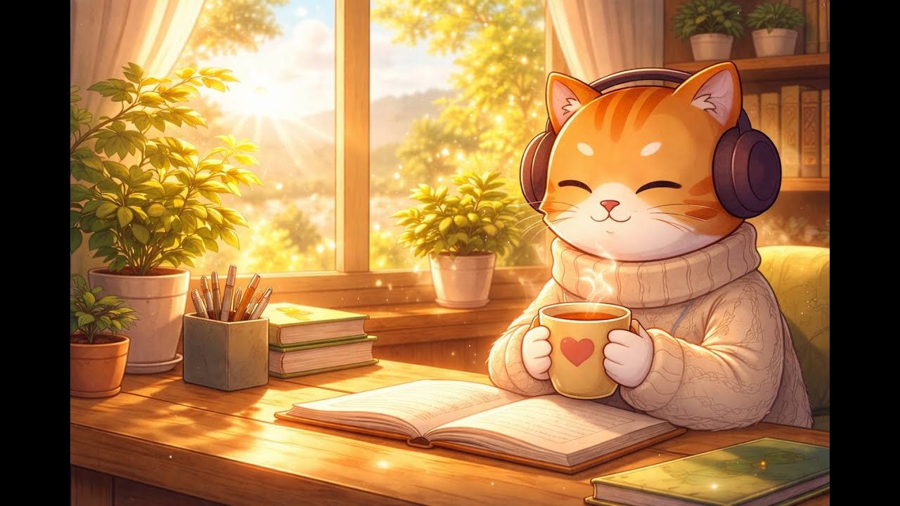 Morning Lofi ☀️ Cozy Cat Beats for Focus, Study & Productivity | Amber Cat Lofi