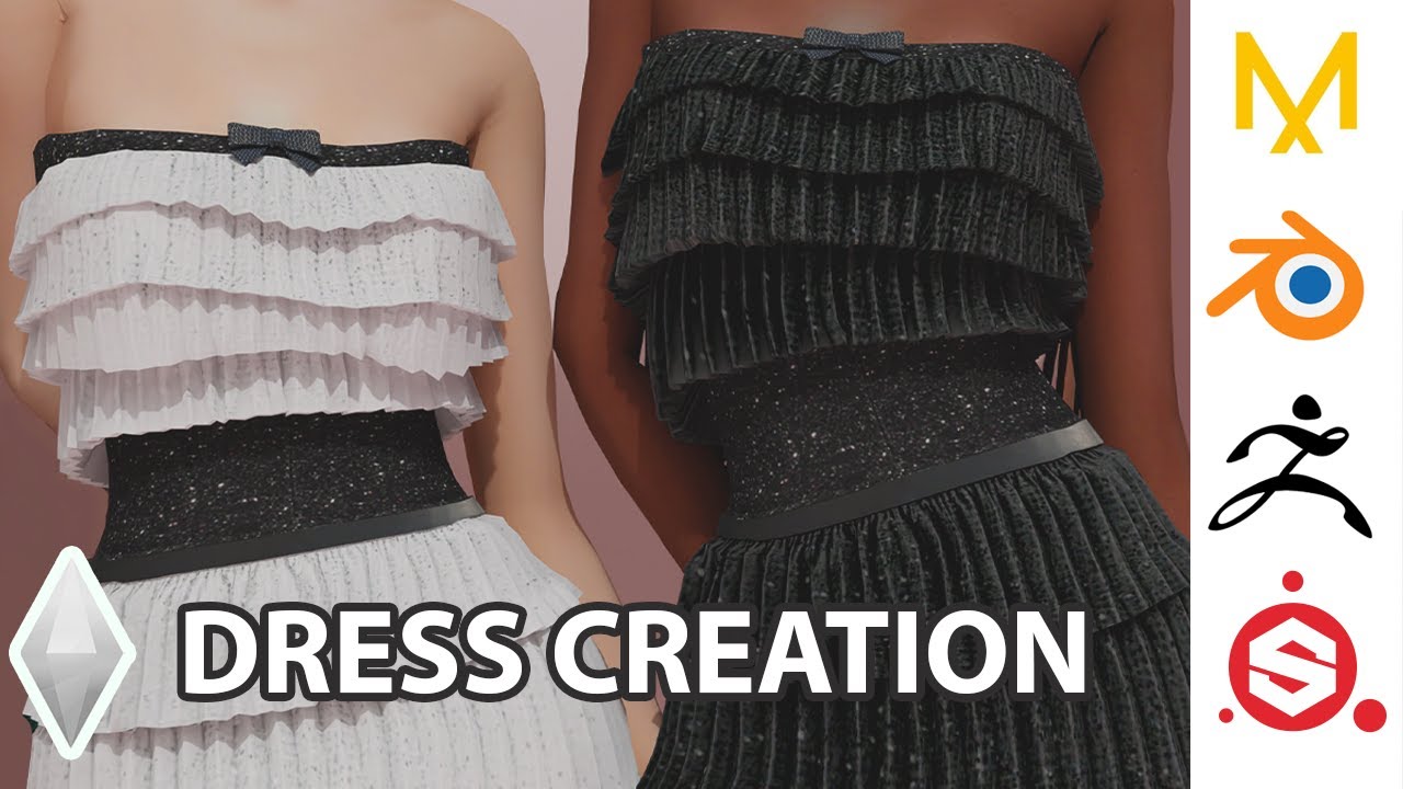Creating dress in Marvelous Designer  - Blender  - Zbrush  - Substance Painter | SIMS 4