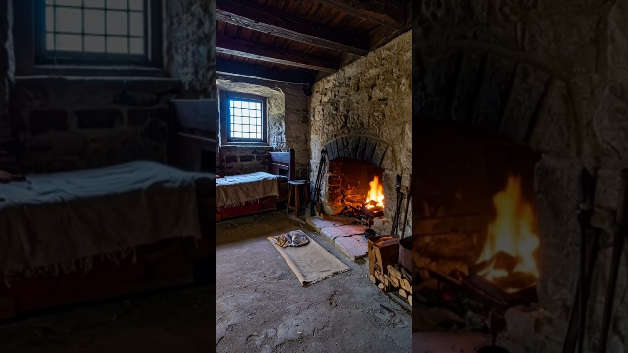 Medieval French Home 🔥 Cat Sleeping by the Fire