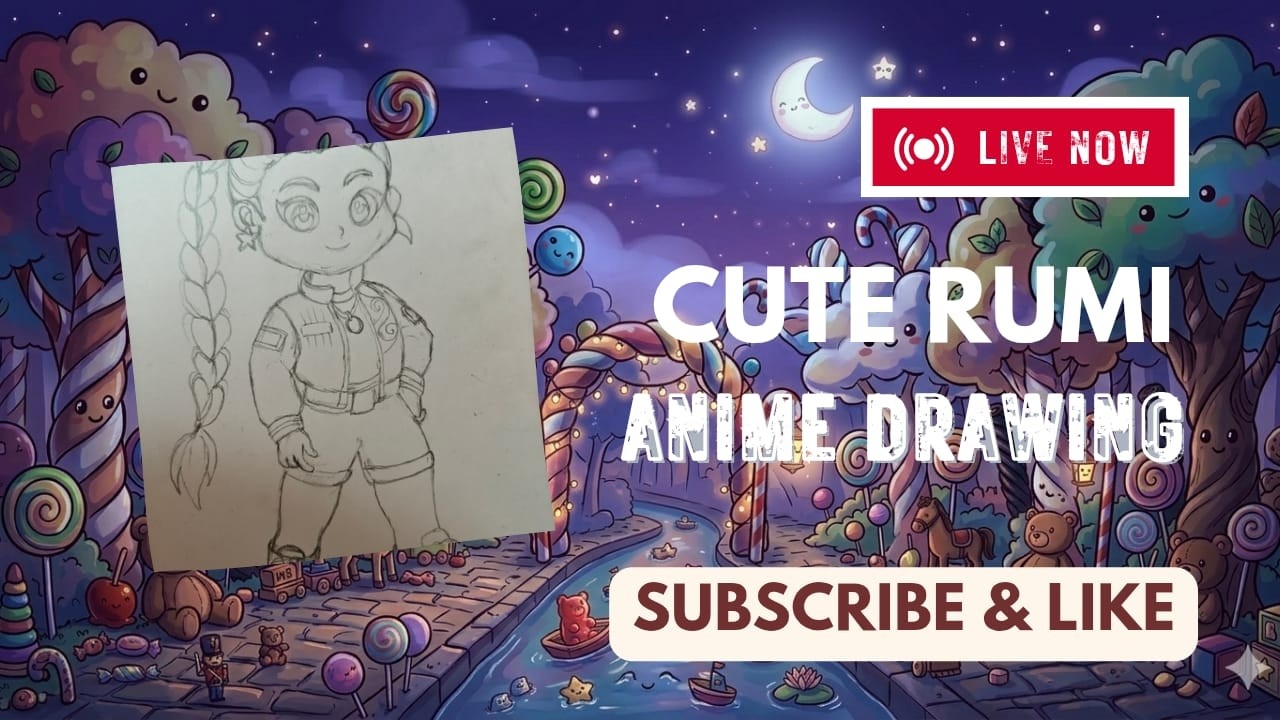 LIVE Cute Demon Hunter Rumi Drawing ✏️ | Anime Fan Art Sketch