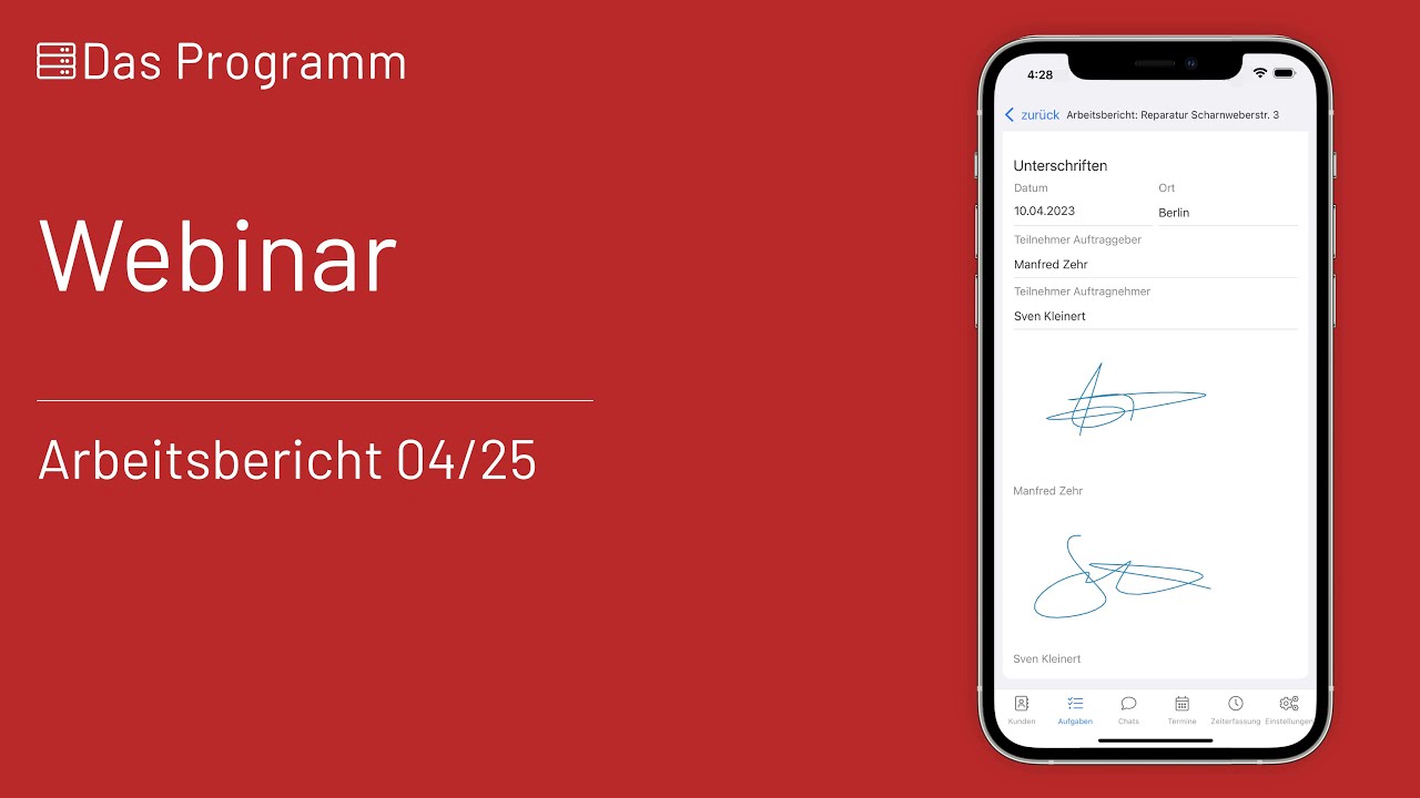 Arbeitsbericht für Handwerker - Webinar vom 10.04.2025
