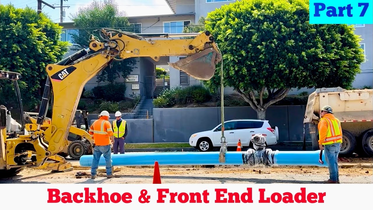 CAT® BACKHOE & FRONT END LOADER in Action (Part 7/12) ~ Water Main Replacement Project 