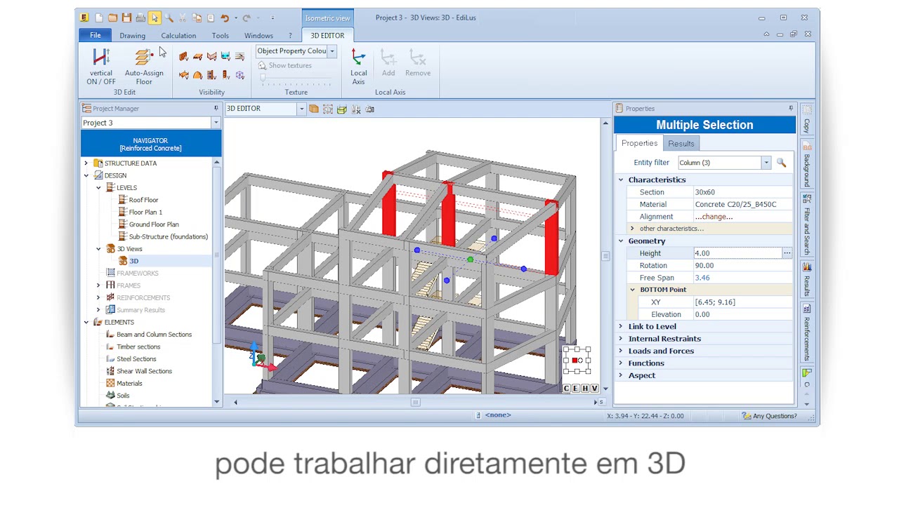 Vídeo Tutorial de EdiLus - Modelagem de uma estrutura de betão armado em apenas alguns minutos