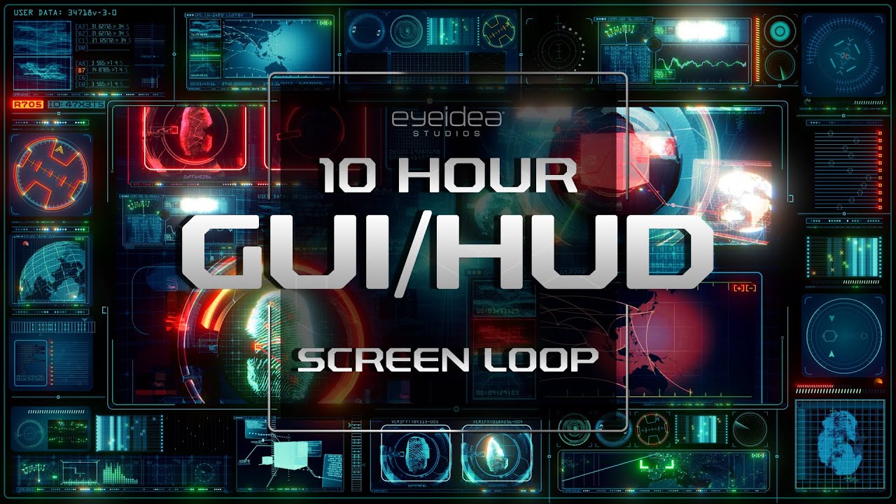 UX GUI HUD Hologram Data Tech Computer Screens » 10 Hours » Futuristic Screensaver | No Sound