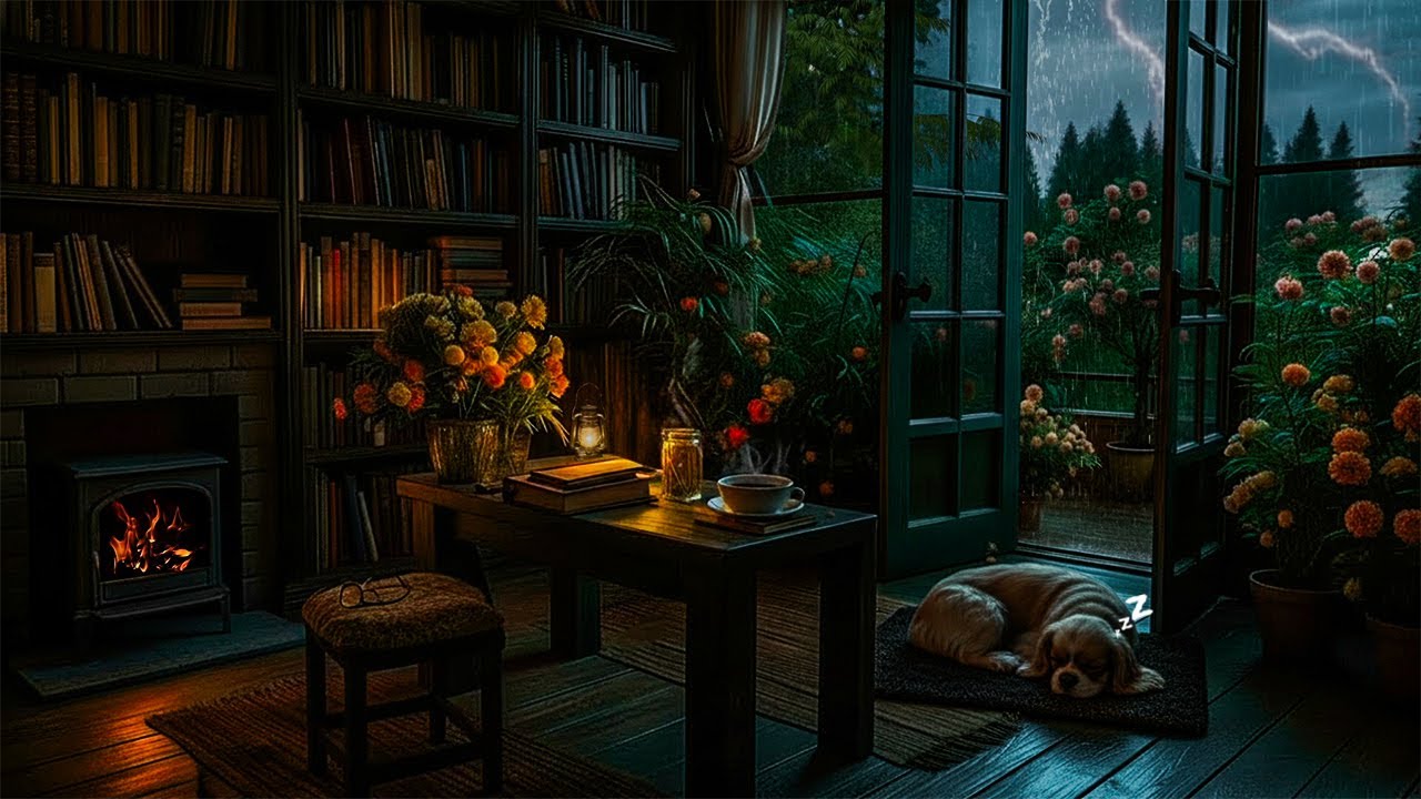 No Ads, Endless Rain & Cozy Fireplace Sounds 🔥Relaxing SPRING Ambience for Sleep & Stress Relief 😴