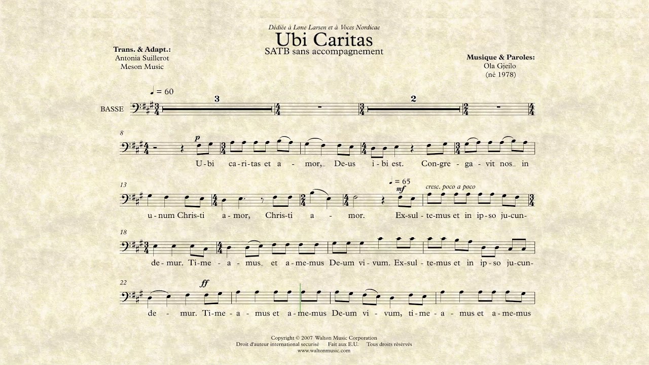 Basse - Ubi Caritas, Ola Gjeilo