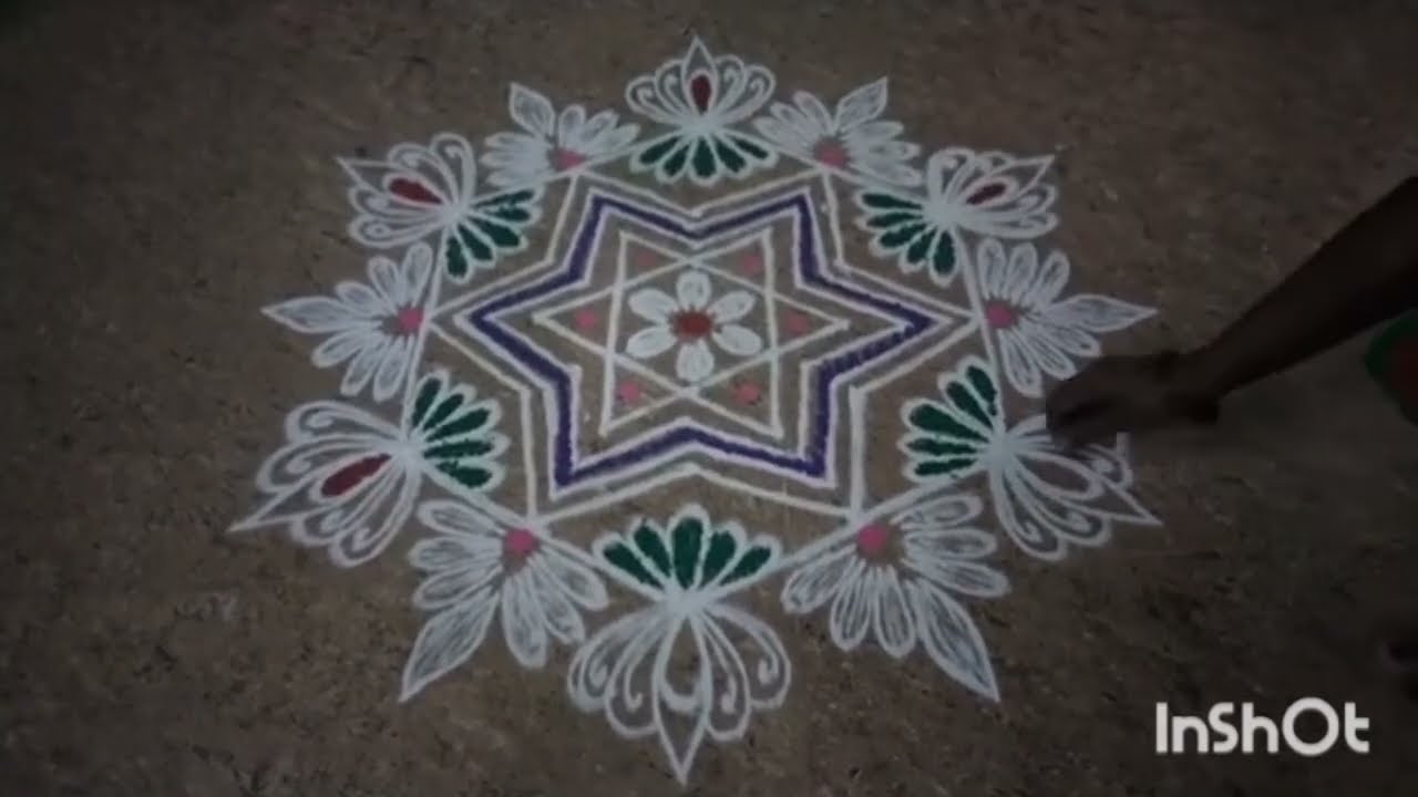 (5+3) dots beautiful easy star kolam 🌺