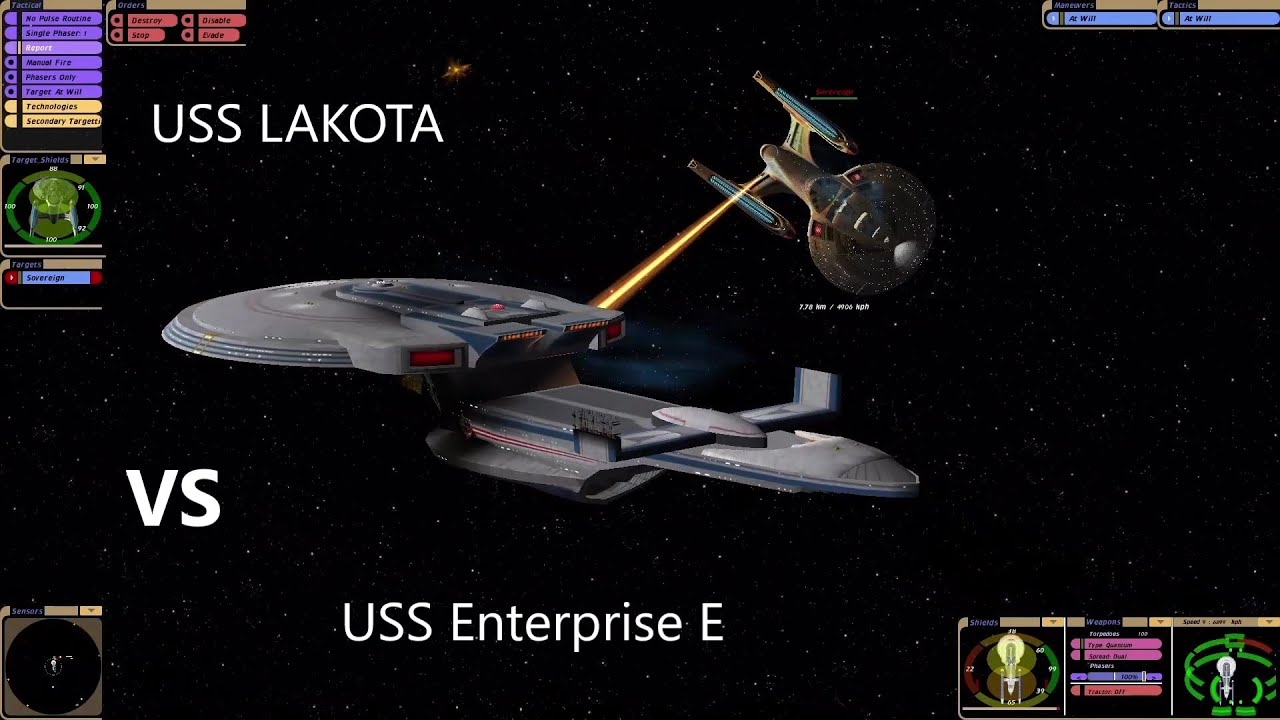 USS Lakota VS USS Enterprise E | Both Sides | Star Trek Bridge Commander Battle |