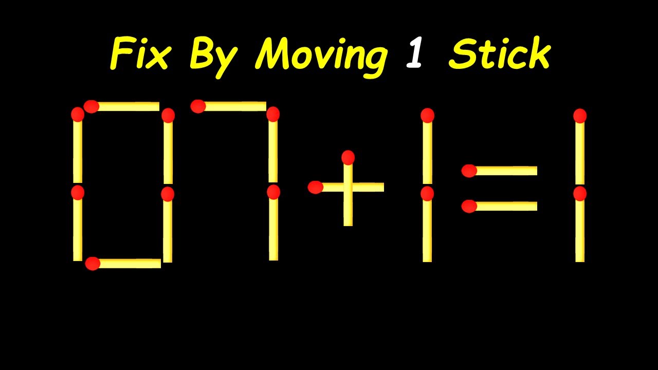 Impossible Matchstick Puzzle - Fix The Equation by moving 1 stick - Improve IQ