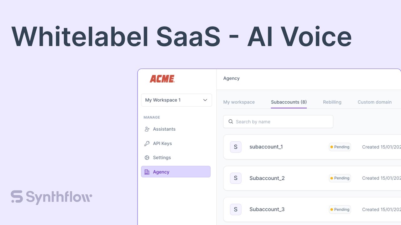 Voice AI White Label SaaS for Agencies - Synthflow AI
