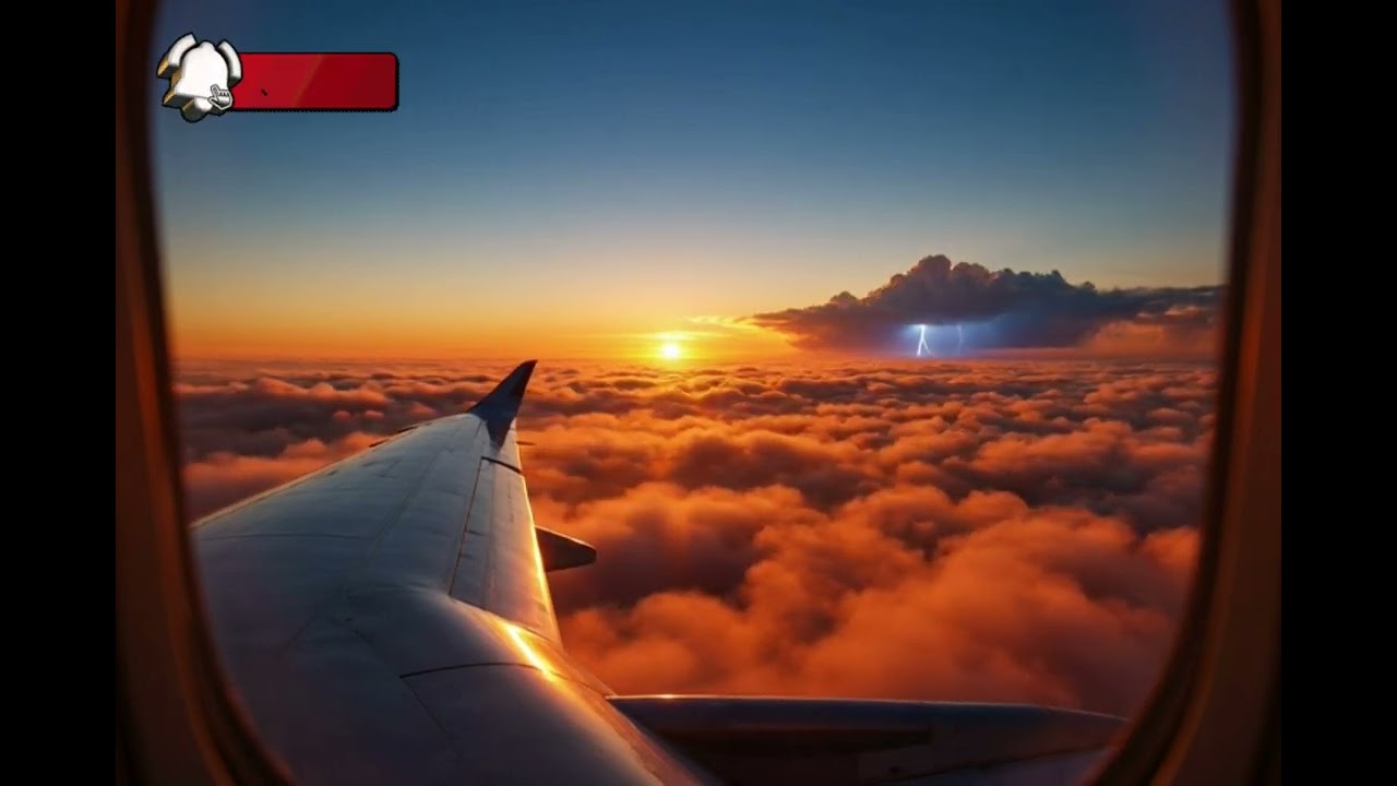 Storm Above the Clouds at Sunset ✈️ Night Flight Series #1