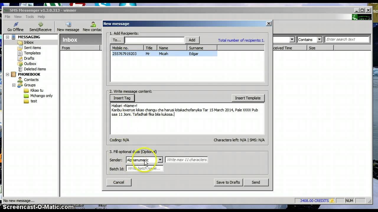 How to send SMS using Desktop Application