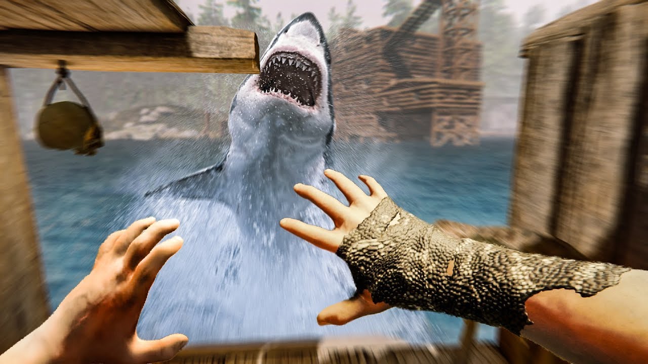 We Built a MANSION on THE OCEAN... and there are sharks. (The Forest VR episode 3)