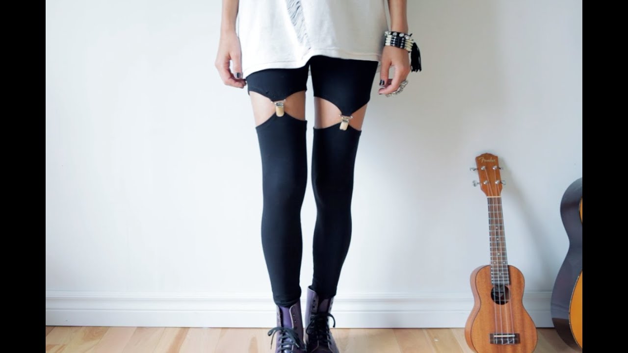 DIY garter leggings - suspender leggins tutorial