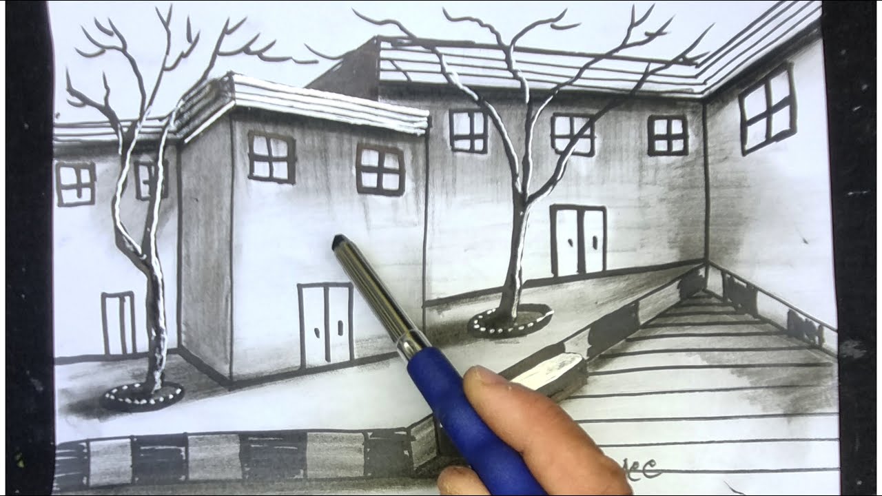 . كيف ارسم منازل قديمه ارسم هذا الرسمه بكل بساطه