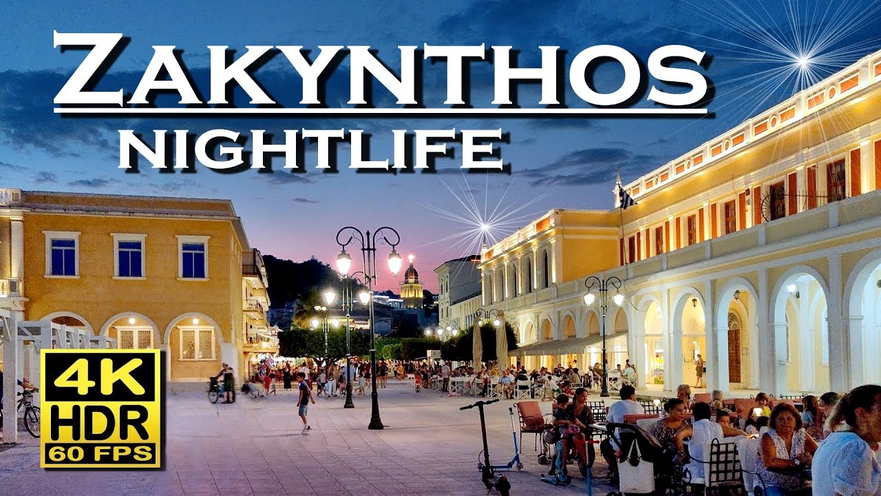 Zakynthos Nightlife, Bars, Restaurants, shops in 4K 60fps HDR (UHD) 💖The best places 👀 Walking tour
