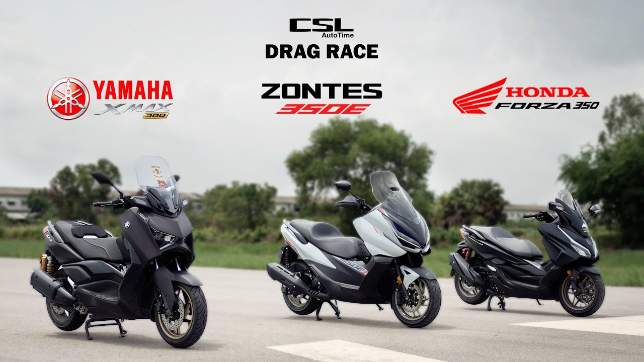 Honda Forza 350 vs Yamaha XMAX 300 vs Zontes 350E ขอมาก็จัดให้ DRAG RACE