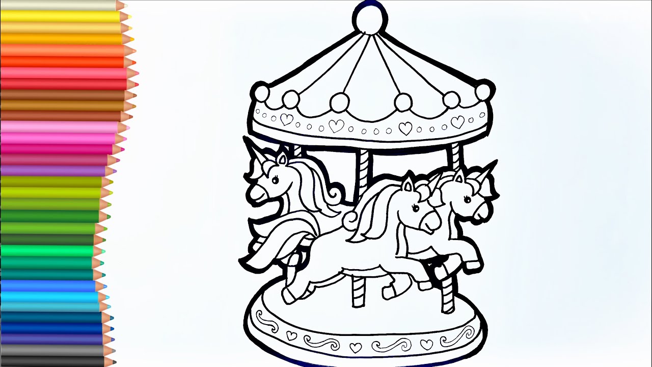 Dibuja y colorea  UN CARRUSEL 🎠 / dibujo para niños /dibujos para colorear
