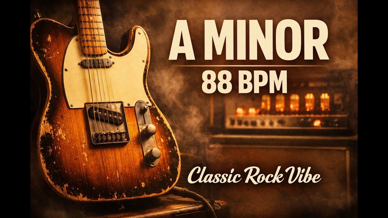 Classic Rock Vintage Vibe | A Minor Guitar Backing Track (88 BPM)
