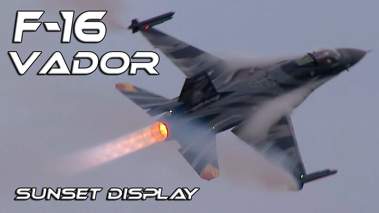 4K UHD F-16 Vador with his Dark Falcon , Amazing  Afterburner Shock Diamonds Sunset Display.