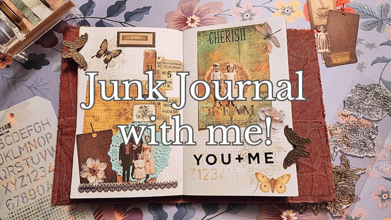 Fill the Page Friday #8 Vintage Portraits & Butterflies Junk Journal Spread | Relax & Create With Me