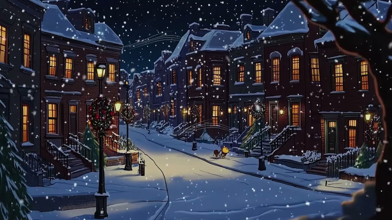 Watching the Snowfall: 1940s Vintage Street Ambience | Soft Radio Music Down the Hall