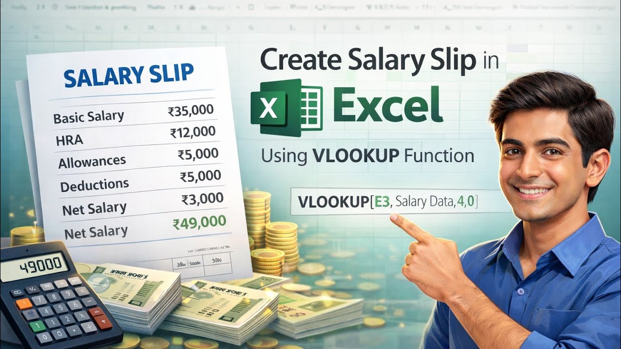 Create Salary Slip in Excel using Vlookup Formula