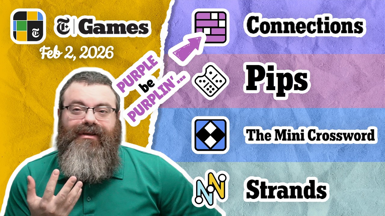 NYT Connections, Pips, Mini Crossword, and Strands | Feb 2, 2026