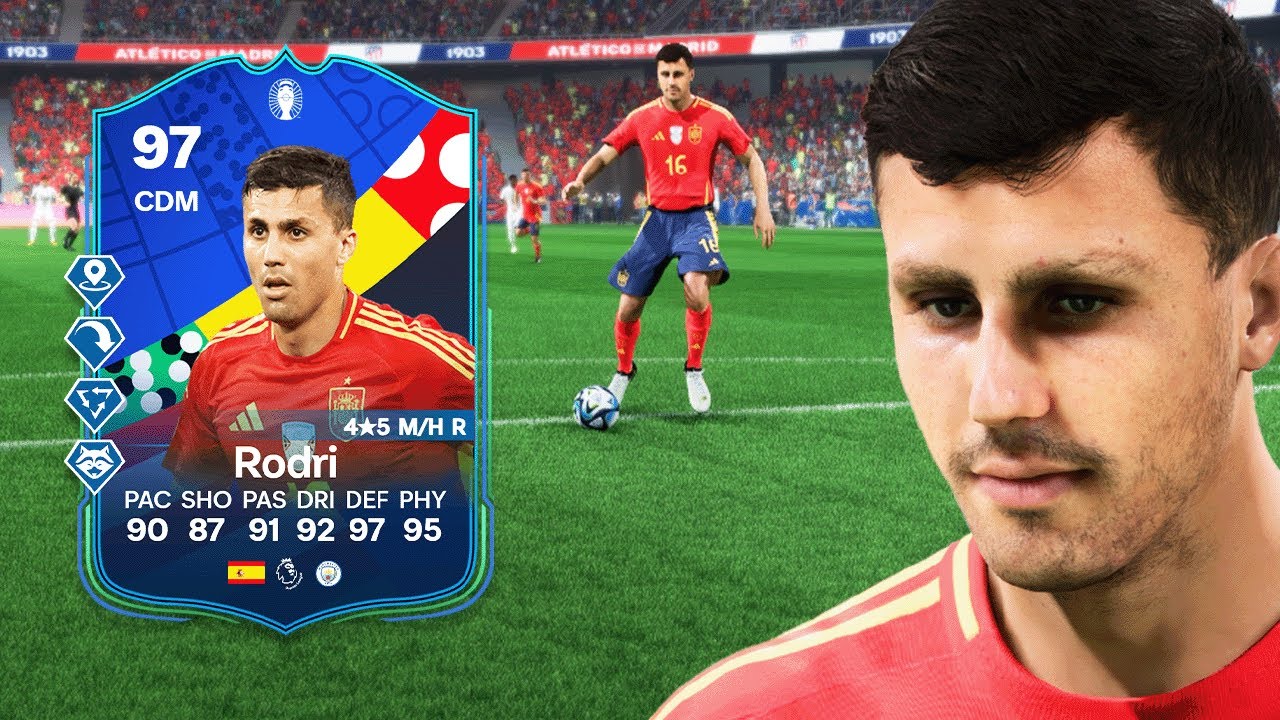 97 EURO INTERNATIONAL STARS RODRI SBC PLAYER REVIEW | EA FC 24 ULTIMATE TEAM