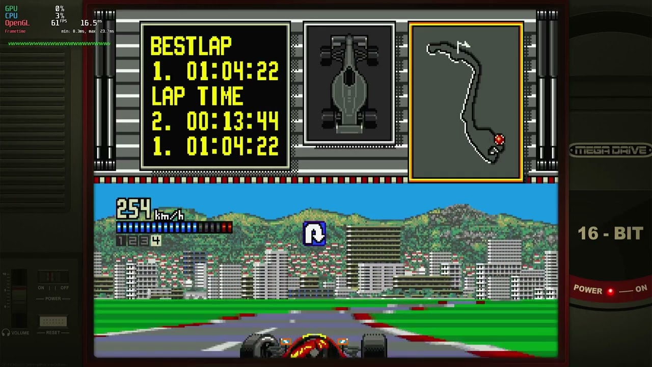 Ferrari Grand Prix Challenge Monaco GP Time Trial Sega Mega Drive Genesis Emulated (NTSC)