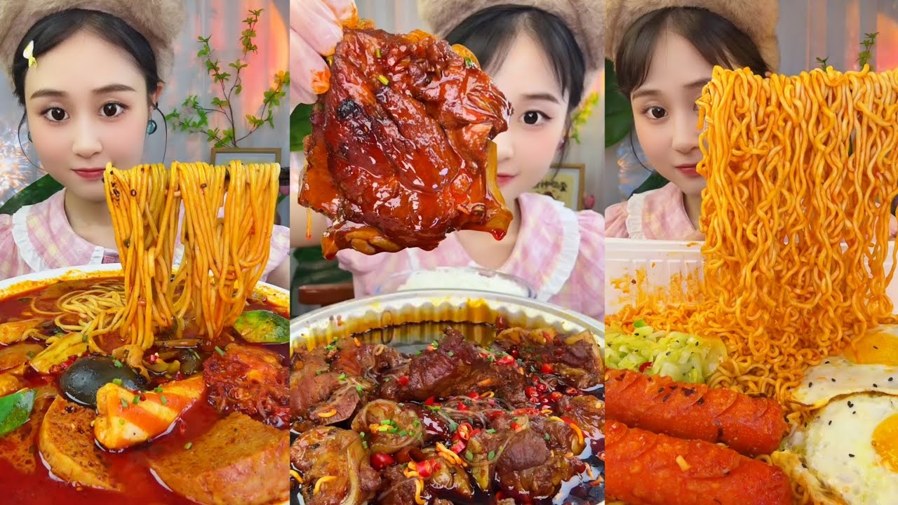 ASMR EATING SPICY AND HOT Korean Noodles 먹방 | Chinese Spicy Food ASMR 중국먹방 | ASMR Eating Video