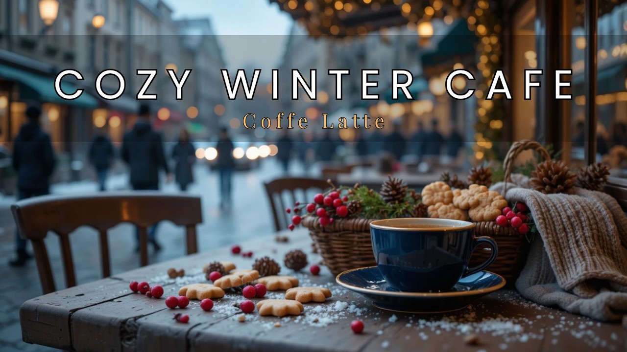 Cozy Winter Café Ambience ☕❄️ Relaxing Coffee Shop Sounds & City Evening Vibes