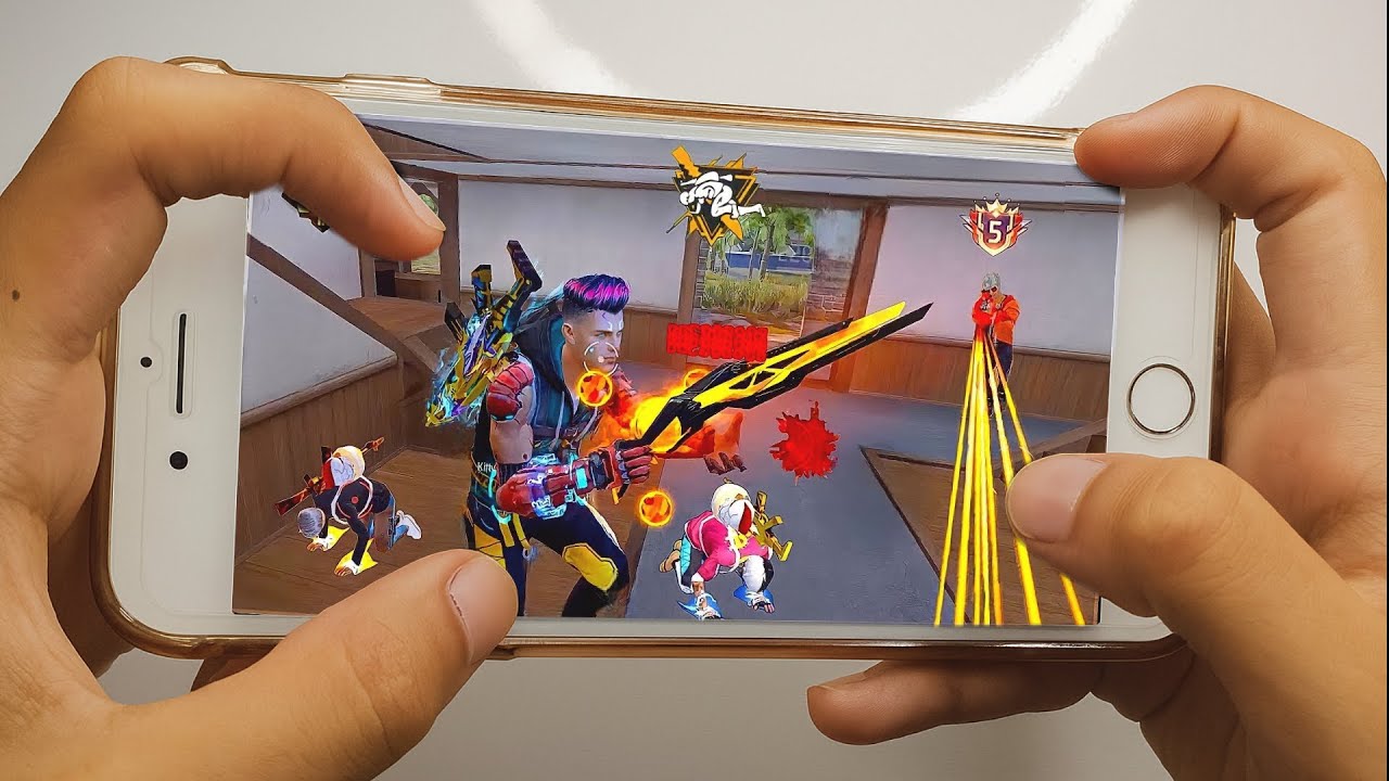 HANDCAME⚡IPHONE 8 PLUS FREE FIRE 1VS4 CRAZY 🤗 GAMEPLAY 