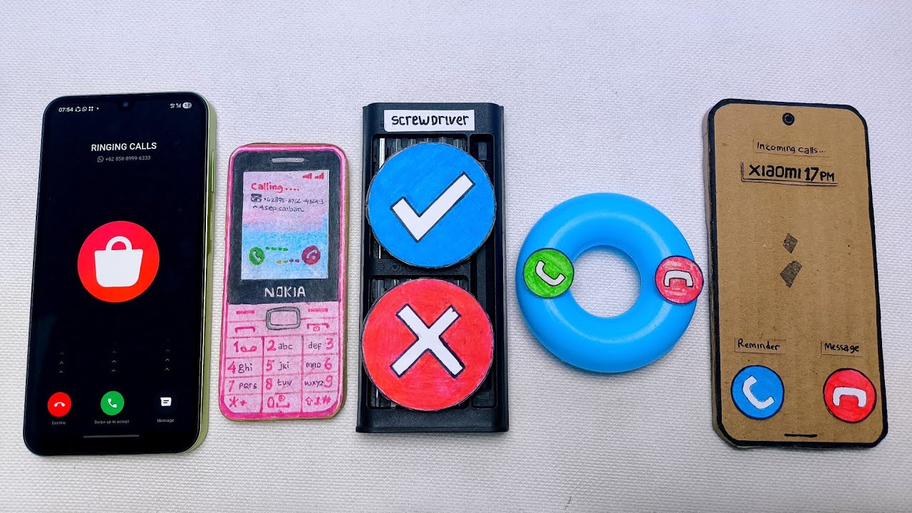 Galaxy a16 vs Nokia 110 vs Screwdriver tool vs Circle Blue vs Xiaomi 17pm incoming call