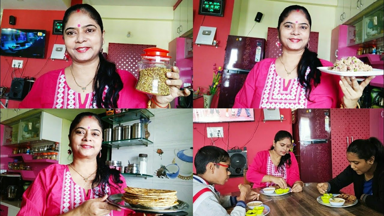 INDIAN MOM MORNING ROUTIN+Breakfast Routine, ALOO PARATHA, BOONDI RAITA, HARI CHUTNEY, ALSI MUKHWAS